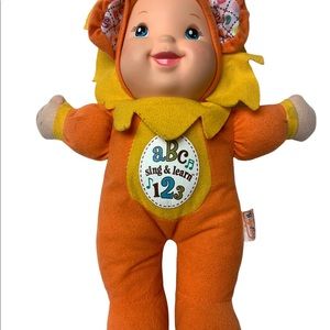 Baby's First Sing & Learn Plush Vinyl Face Lion Doll ABC's 123's
